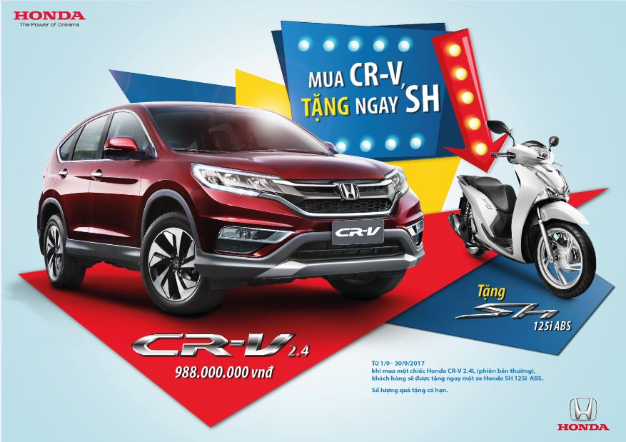 Honda Việt Nam triển khai chương trình khuyến mại đặc biệt “Mua CR-V, tặng ngay SH”