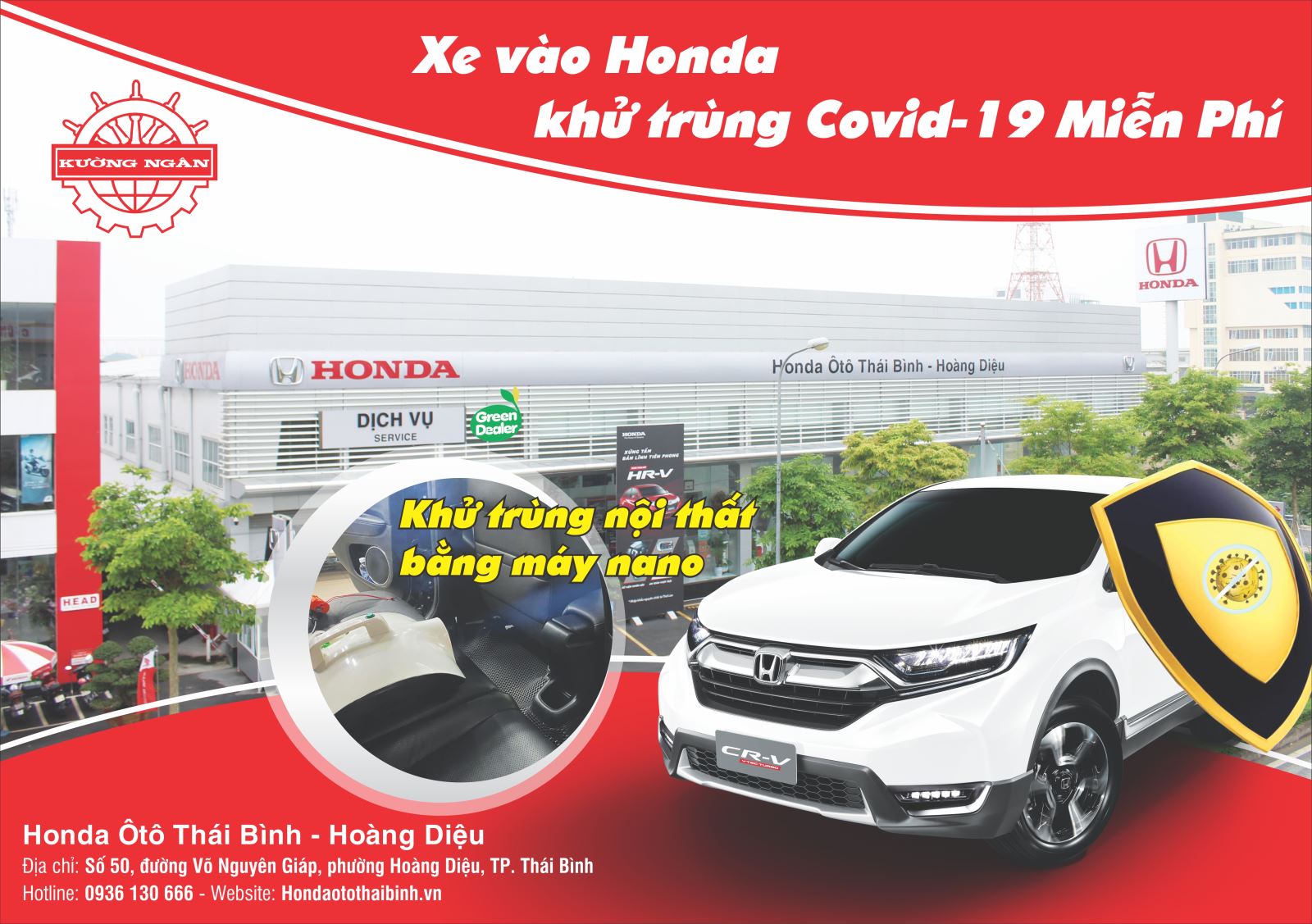 Chương trình khử trùng tất cả các xe đến làm Dịch vụ tại Honda Ôtô Thái Bình-Hoàng Diệu