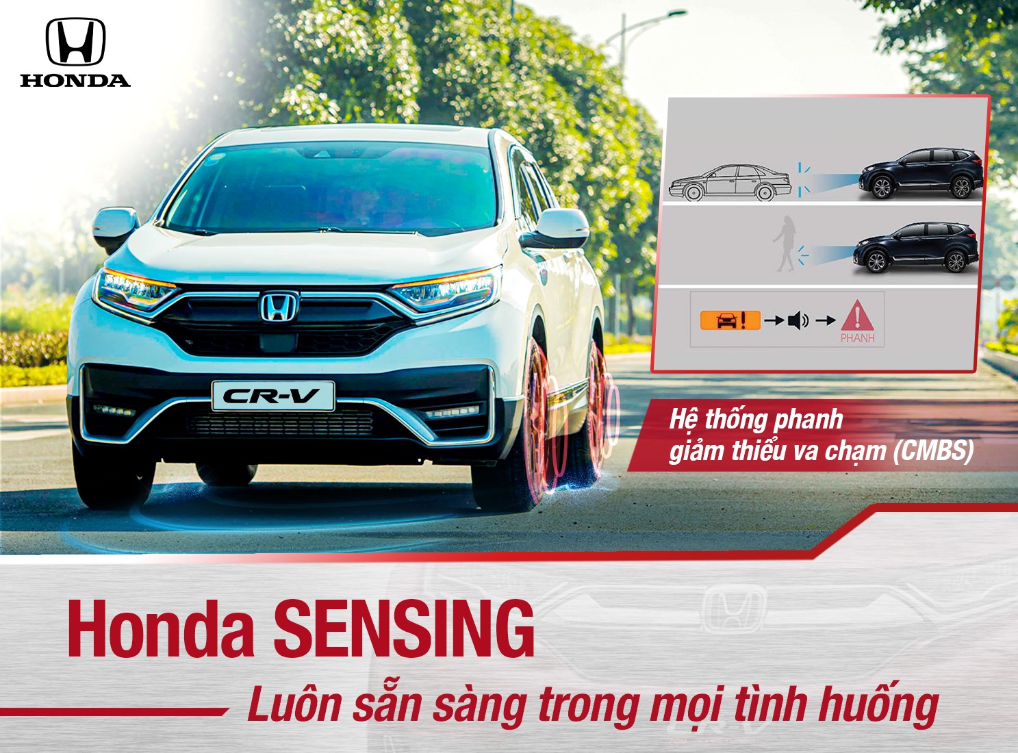 Công nghệ an toàn Honda SENSING được trang bị trên tất cả phiên bản của Honda CR-V