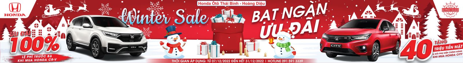 Chương trình Khuyến mãi đặc biệt trong tháng 12 dành cho Quý Khách hàng mua xe tại Honda Ôtô Thái Bình - Hoàng Diệu