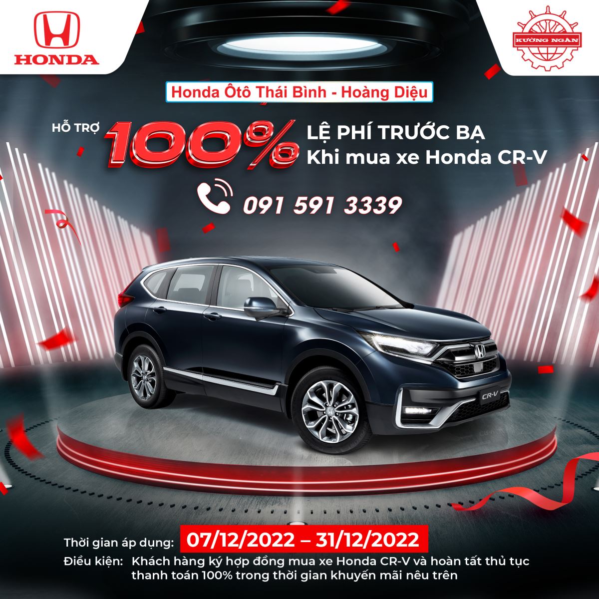 Tặng 100% Lệ phí trước bạ khi mua Honda CR-V trong tháng 12.2022