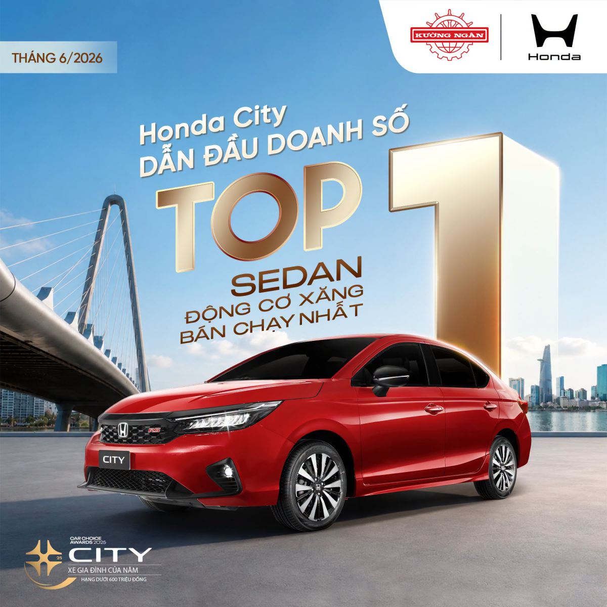 Honda City Dẫn Đầu Doanh Số Sedan Động Cơ Xăng Tháng 06/2026