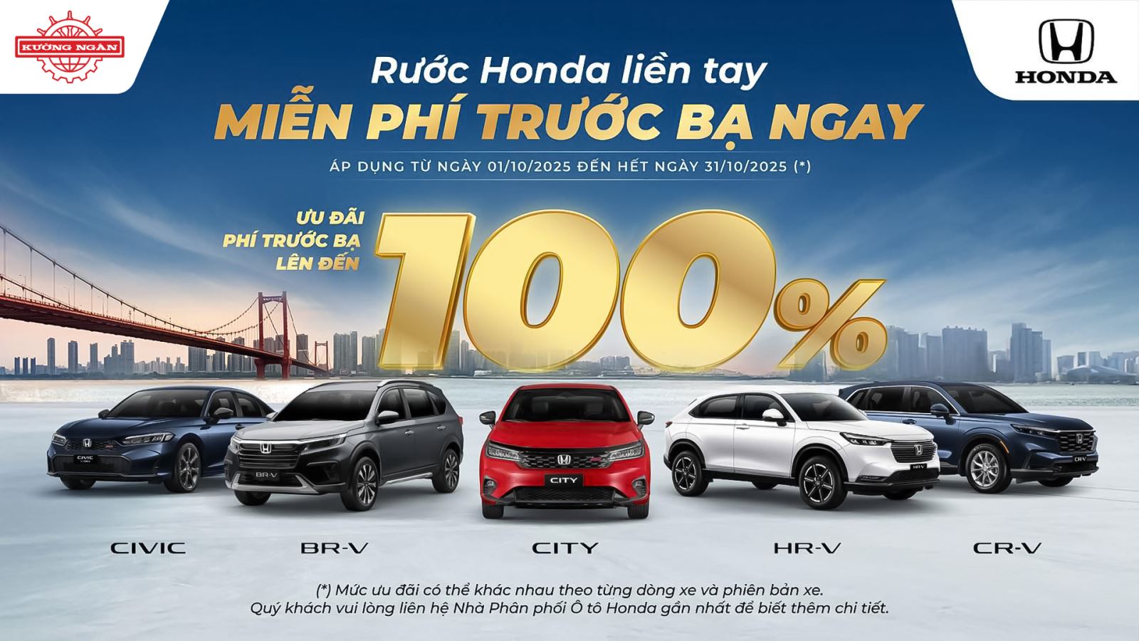 Chương trình khuyến mại của các dòng xe ô tô Honda tháng 10 năm 2025