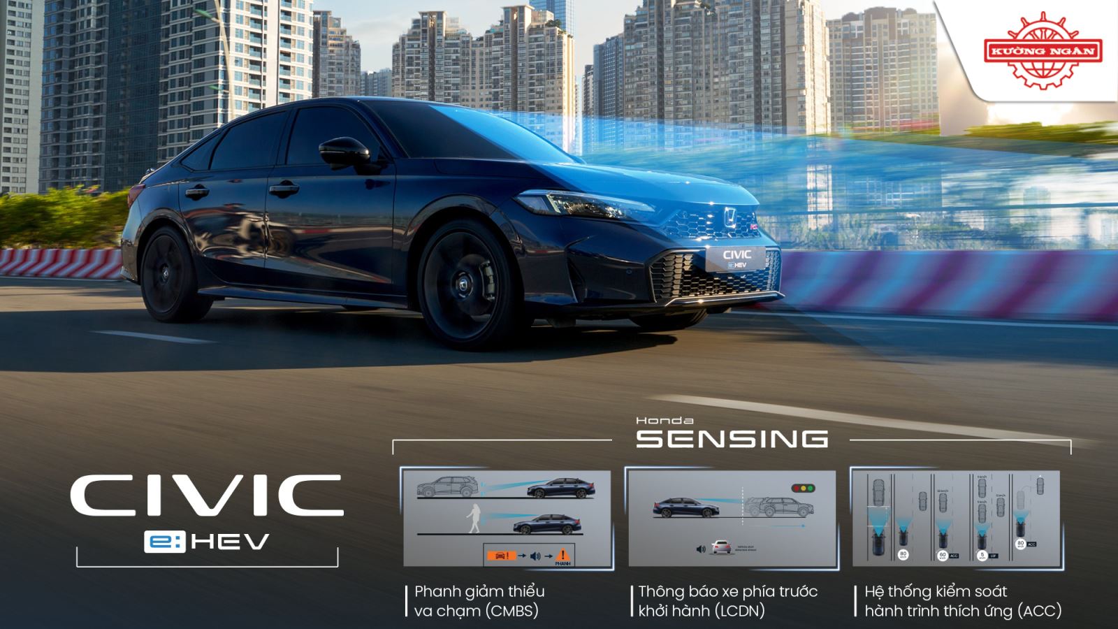 Honda CIVIC e:HEV RS trang bị đầy đủ tính năng an toàn chủ động và bị động