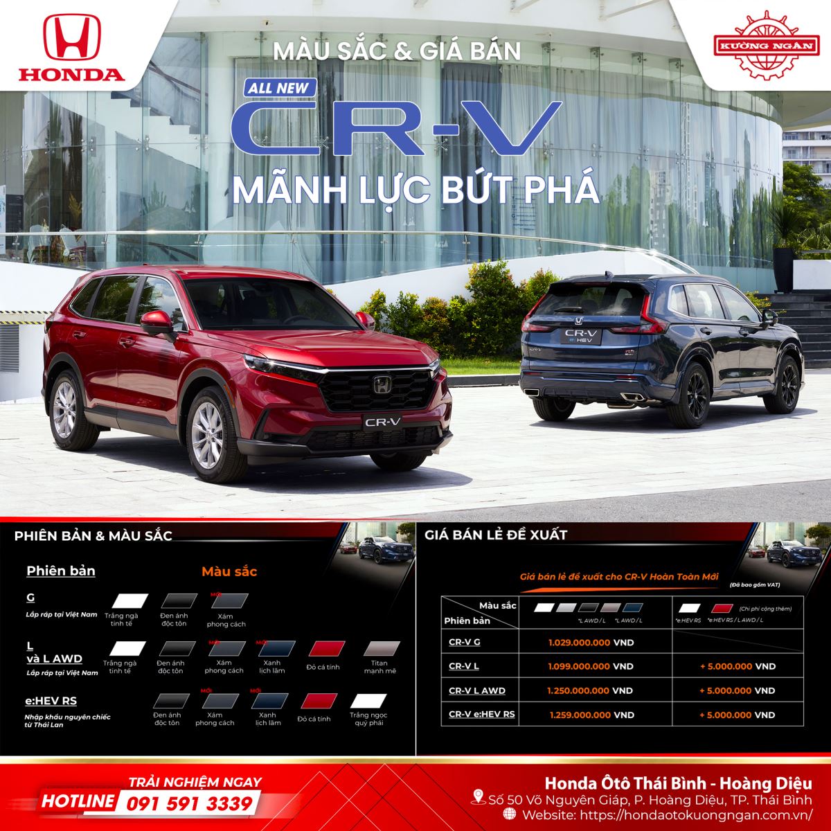 Bảng giá và màu sắc Honda CR-V