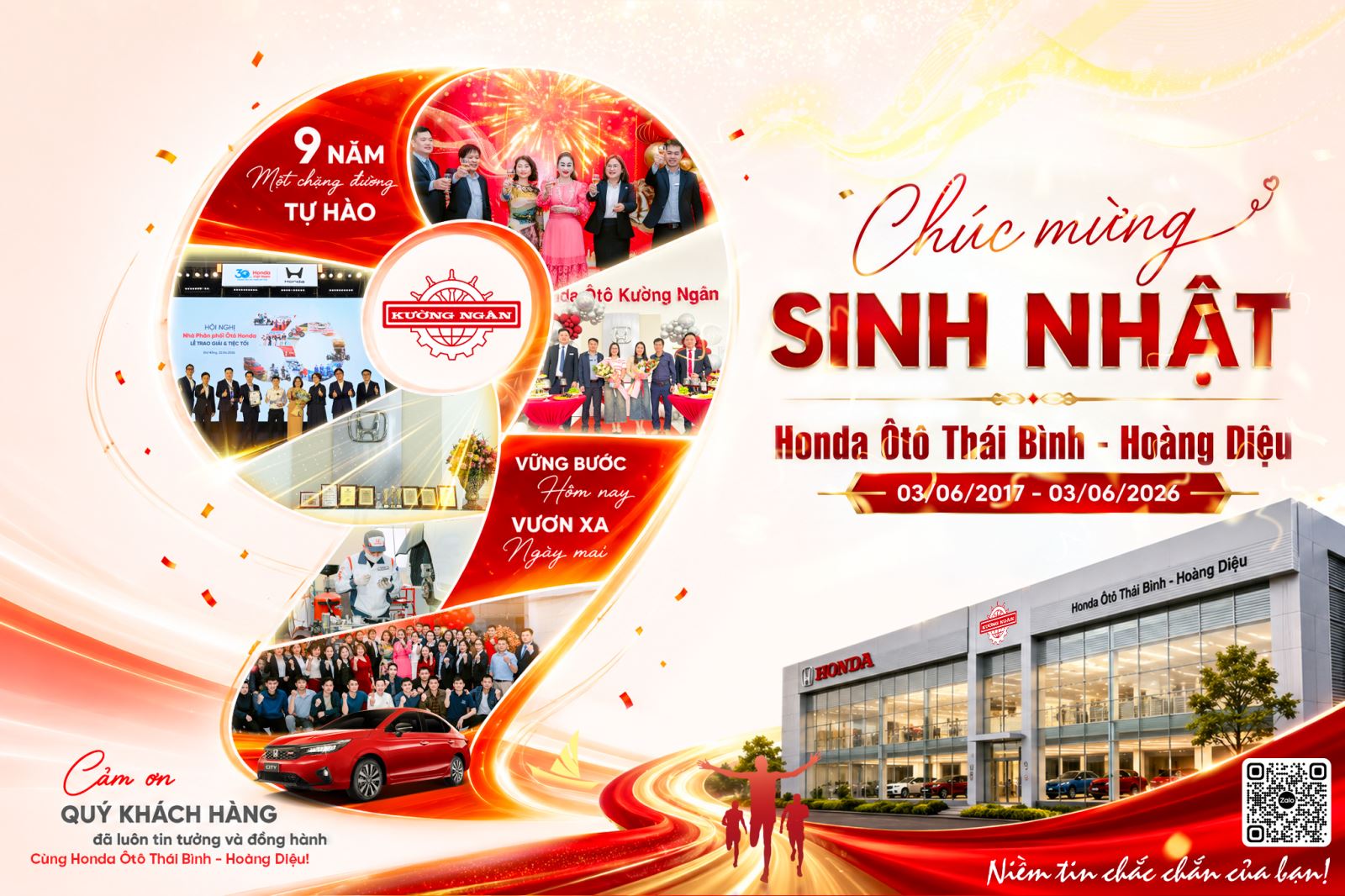 Chúc mừng sinh nhật Honda Ôtô Thái Bình - Hoàng Diệu tròn 9 tuổi 03/06/2017 – 03/06/2026