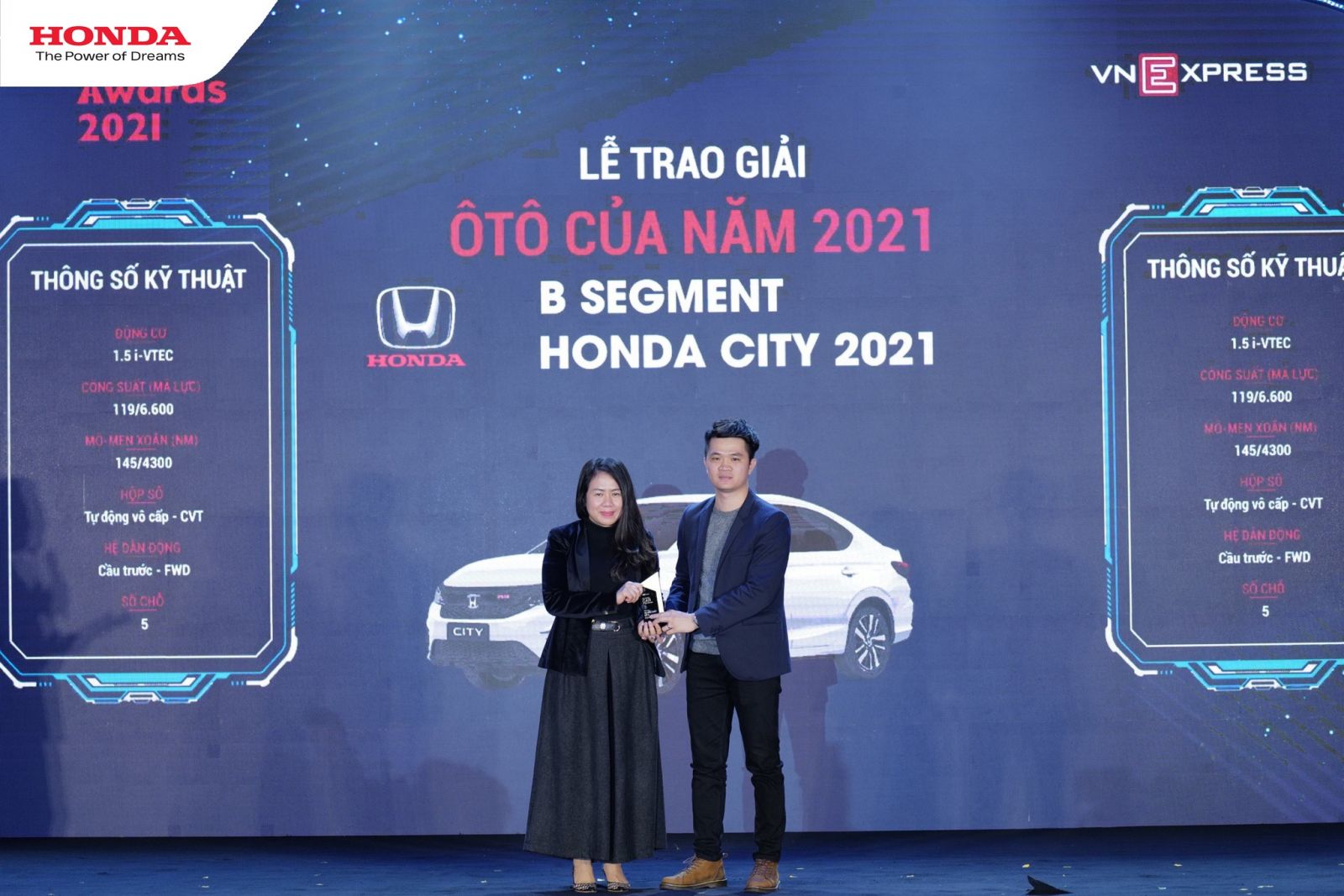Honda City được đánh giá là "Ôtô của năm" phân khúc gầm thấp cỡ B tại Giải thưởng Car Awards 2021 do VnExpress tổ chức