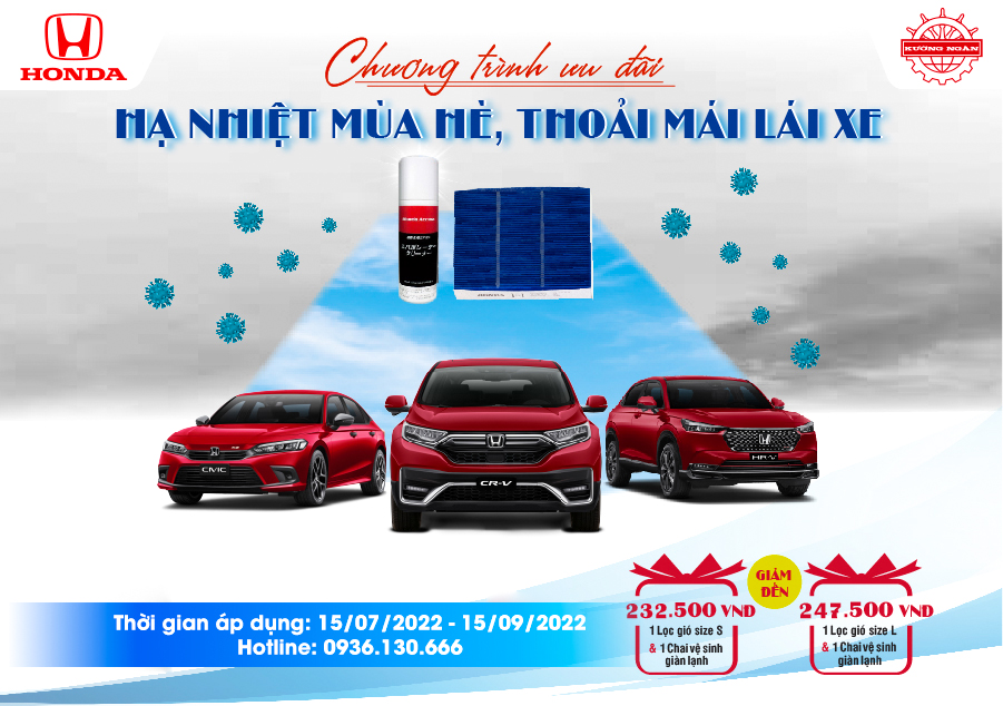 Chương trình ưu đãi khi mua Lọc gió điều hòa tại Honda Ôtô Thái Bình - Hoàng Diệu