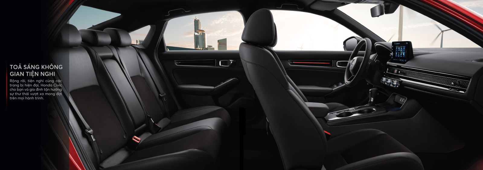 Nội thất Honda Civic thế hệ 11 cho cảm giác tiện nghi thoải mái trên những chuyến hành trình dài