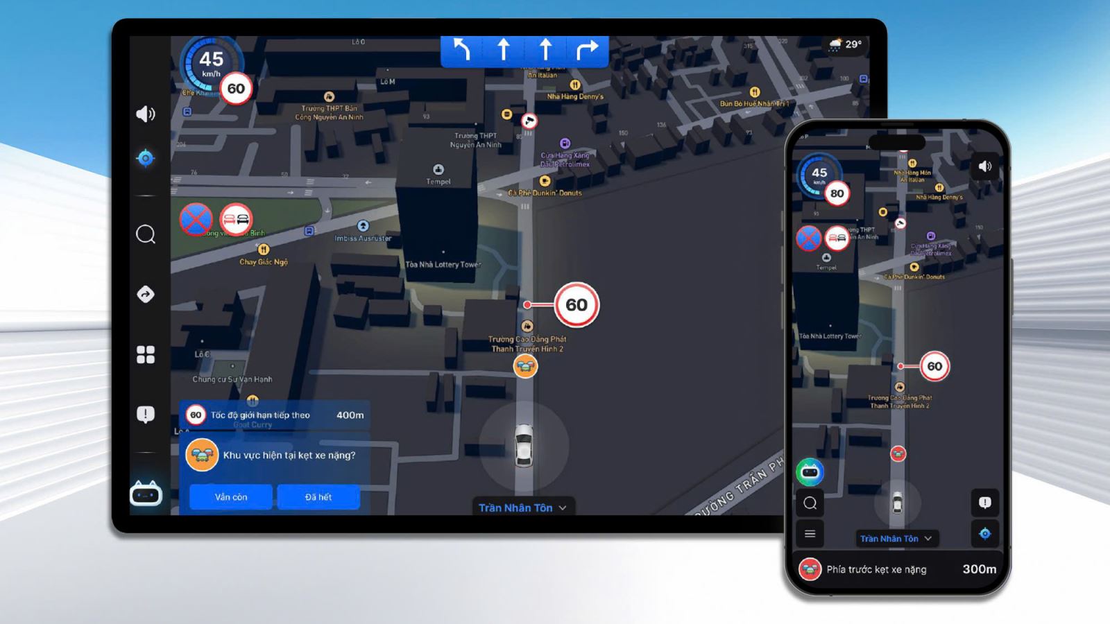 Ứng dụng Vietmap Live có tính năng cảnh báo trước. Ví dụ, trước khi di chuyển đến khu vực giới hạn tốc độ hoặc khu dân cư, hệ thống sẽ thông báo bằng âm thanh