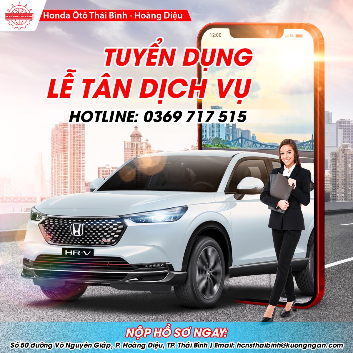 Honda Ôtô Thái Bình - Hoàng Diệu tuyển dụng Lễ tân Dịch vụ tháng 9/2022